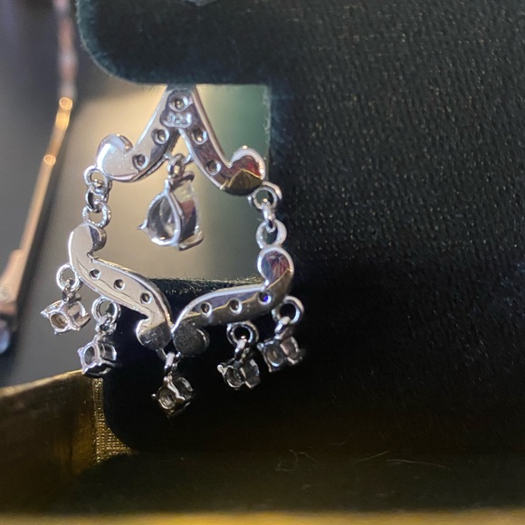 Victorian Style Sterling silver and cubic zirconia earrings - Picture 4 of 5